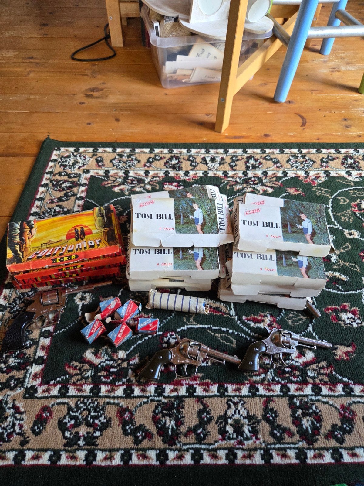 Partij vintage metalen speelgoedpistolen Colt Junior Tom Bi, Verzenden, Gebruikt, Jongen of Meisje