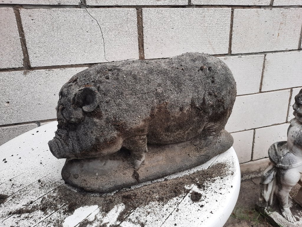 hangbuik zwijn tuinbeeld van beton, Ophalen, Gebruikt, Beton, Dierenbeeld