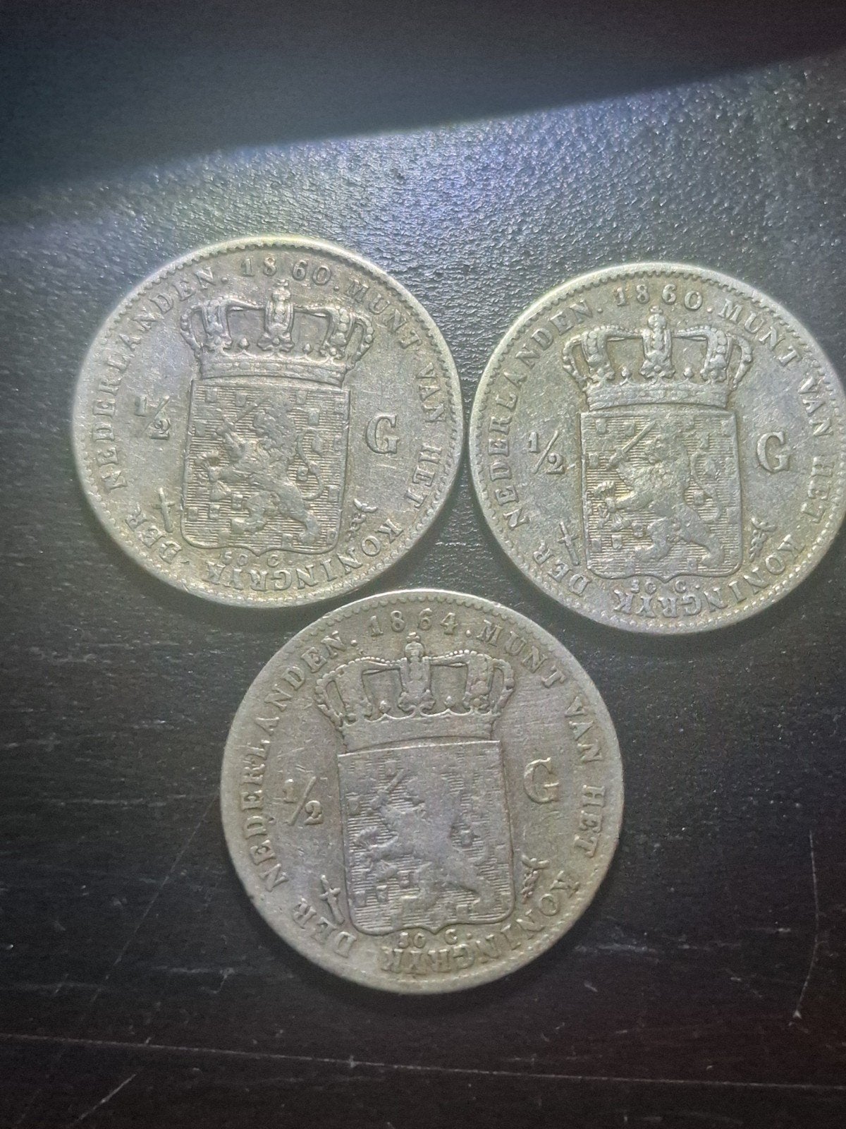 Zilveren halve guldens Willem 3, ½ gulden, Koning Willem III, Zilver, Ophalen of Verzenden