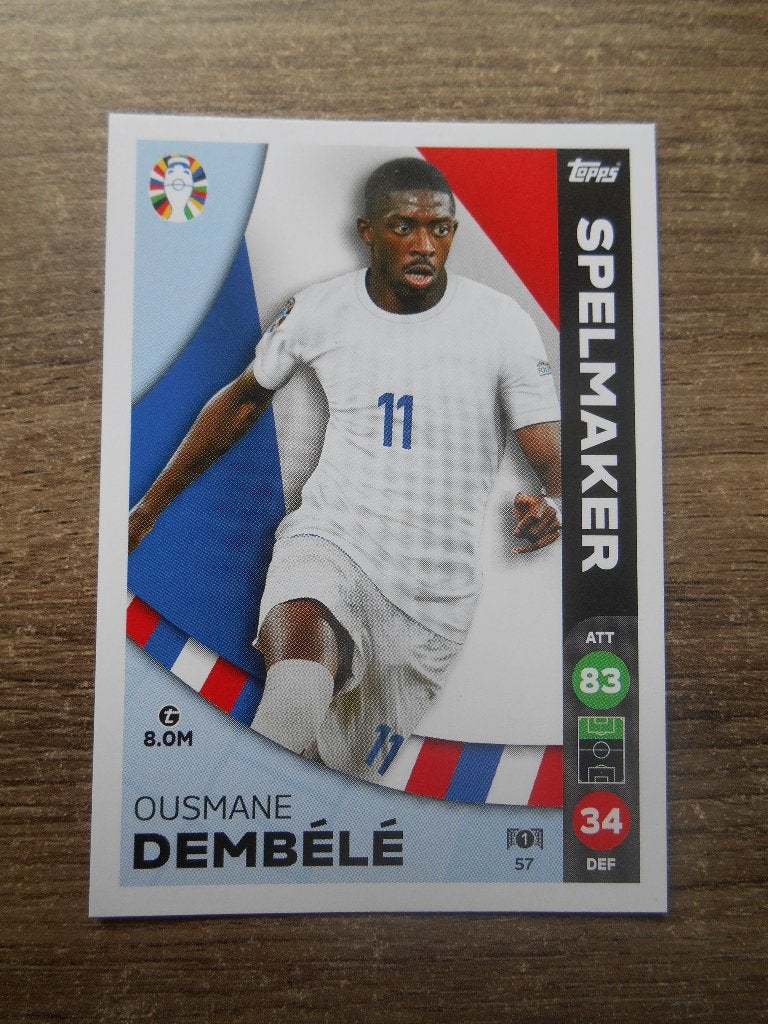 Topps card Ousmane Dembele Euro 2024 Duitsland, Ophalen of Verzenden, Nieuw, Buitenlandse clubs, Poster, Plaatje of Sticker