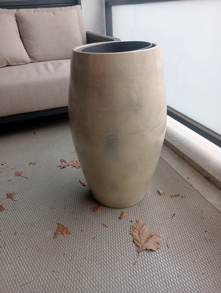 Hoge bloempot / vaas XXL (inclusief hydrokorrels), Ophalen, Steen, 40 cm of meer, Rond