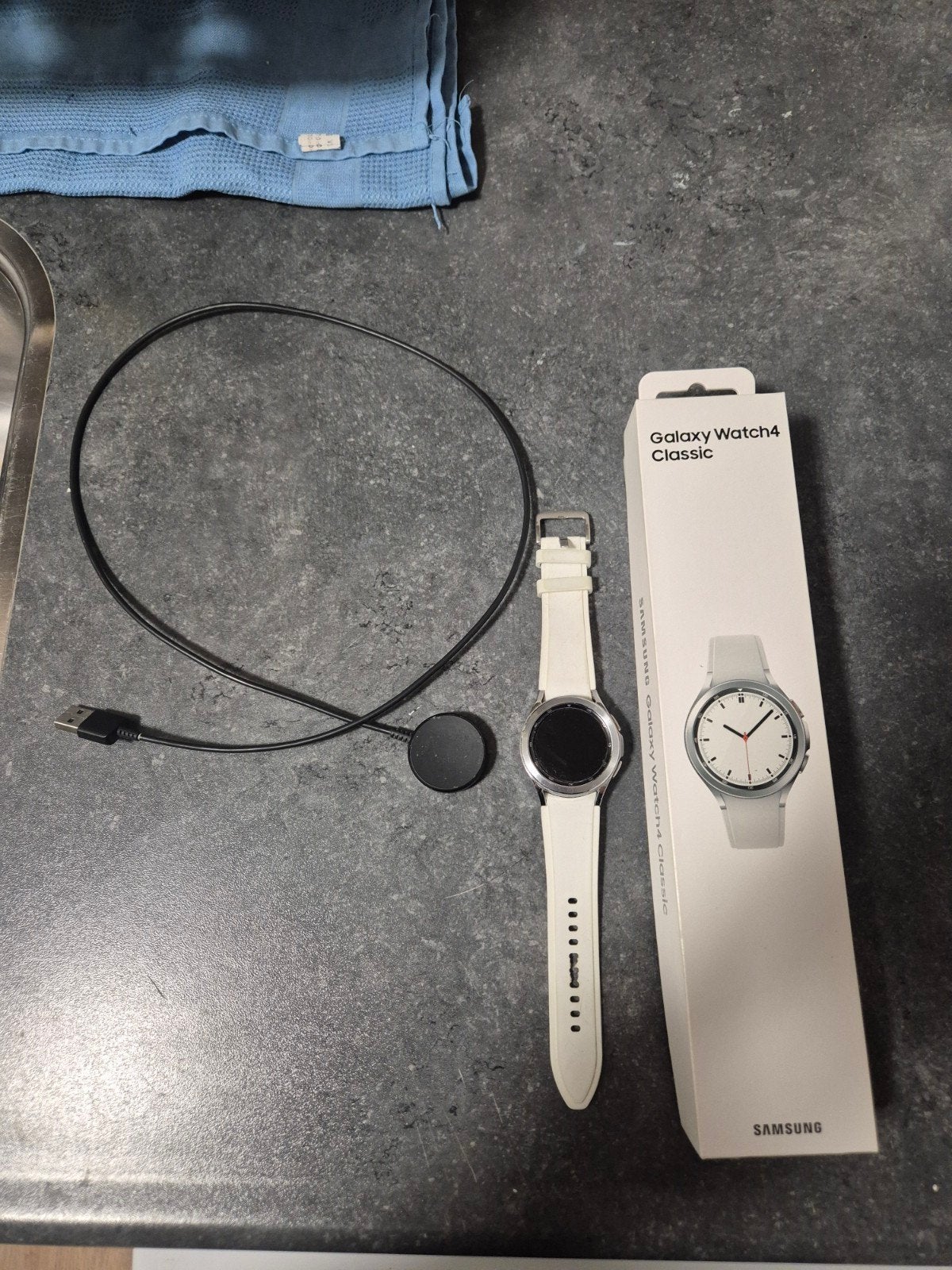 Samsung Galaxy Watch4 Classic 46mm Zilver/Wit, Sieraden, Tassen en Uiterlijk, Smartwatches, Ophalen, Gebruikt, Wit, GPS