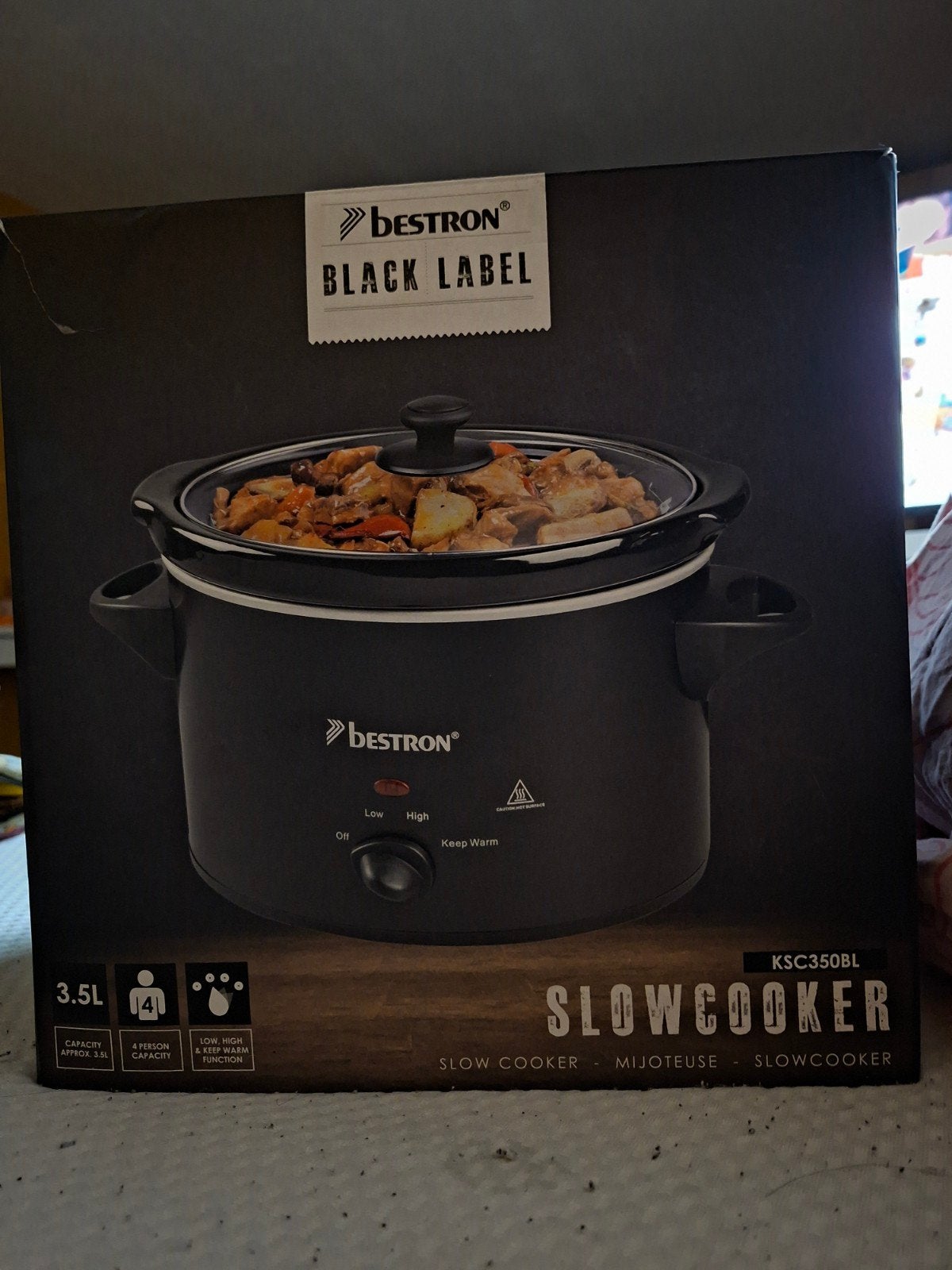 Bestron Slowcooker KSC350BL - 3.5L, Zwart, Nieuw, Ophalen of Verzenden, Vaatwasmachinebestendig, Nieuw