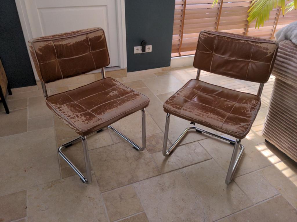 2 buisframe stoelen, Ophalen, Gebruikt