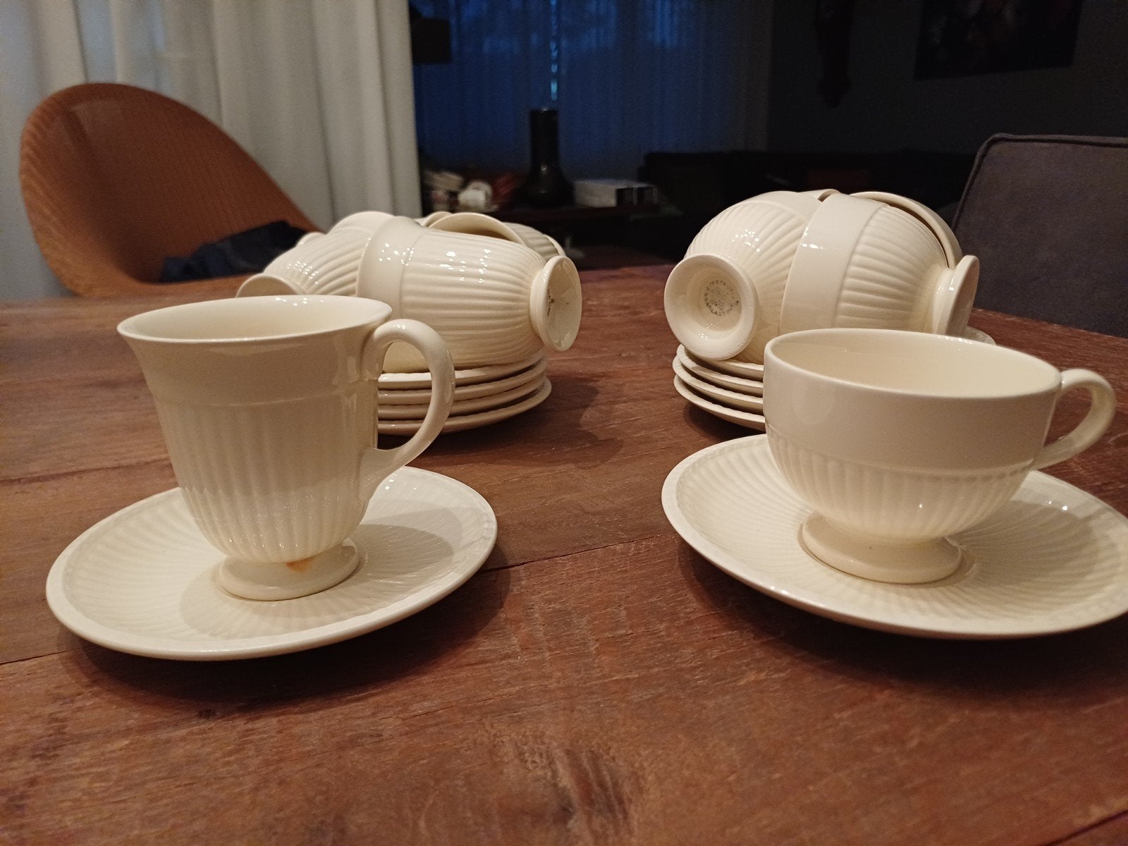 Wedgwood Edme kop en schotel sets, Ophalen, Gebruikt, Klassiek, Kop(pen) en/of Schotel(s)