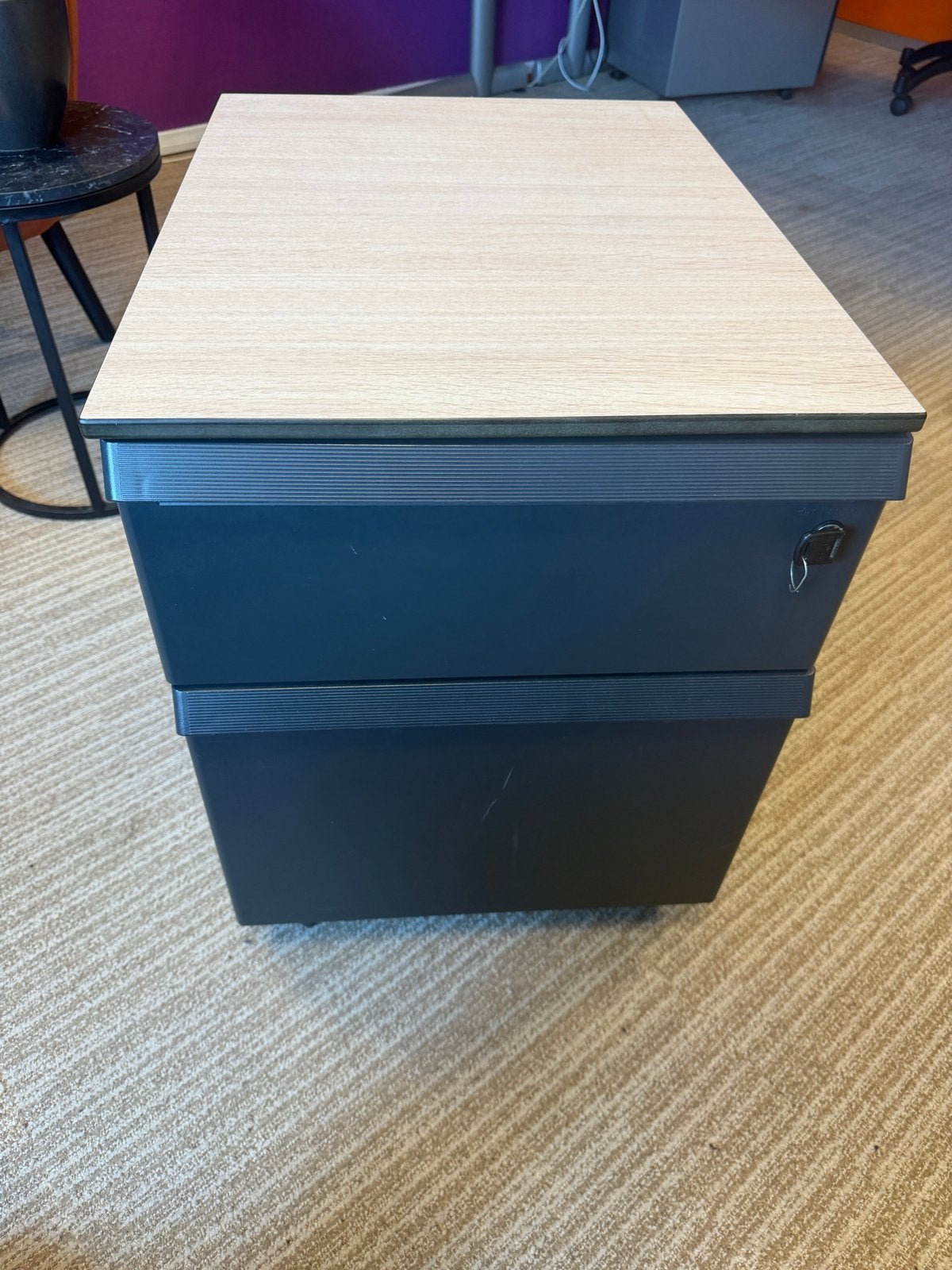 Verrijdbaar ladeblok / rolblok - Antraciet met eiken-look, Ophalen, Minder dan 50 cm, Gebruikt, 1 of 2 laden