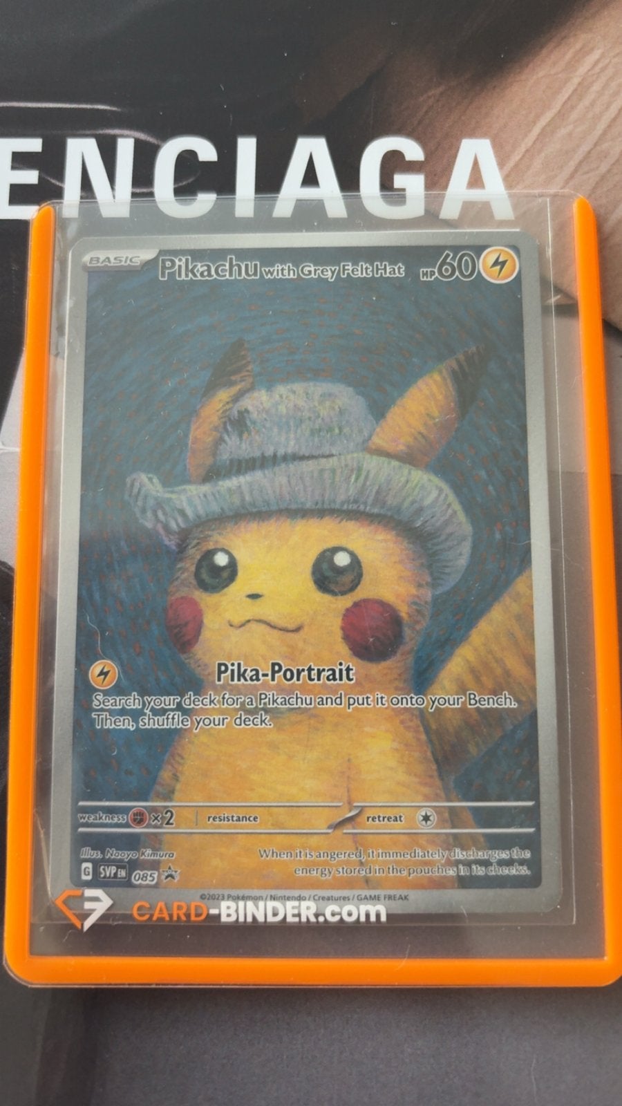 Pikachu met grijze vilten hoed Van Gogh Pokémon kaart, Ophalen, Zo goed als nieuw, Losse kaart
