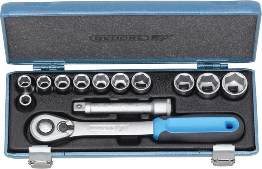 GEDORE 19 KMU-20 dopsleutelset 1/2 13-dlg 6-kant 10-24 mm, Ophalen of Verzenden, Nieuw, Sleutel/ratel