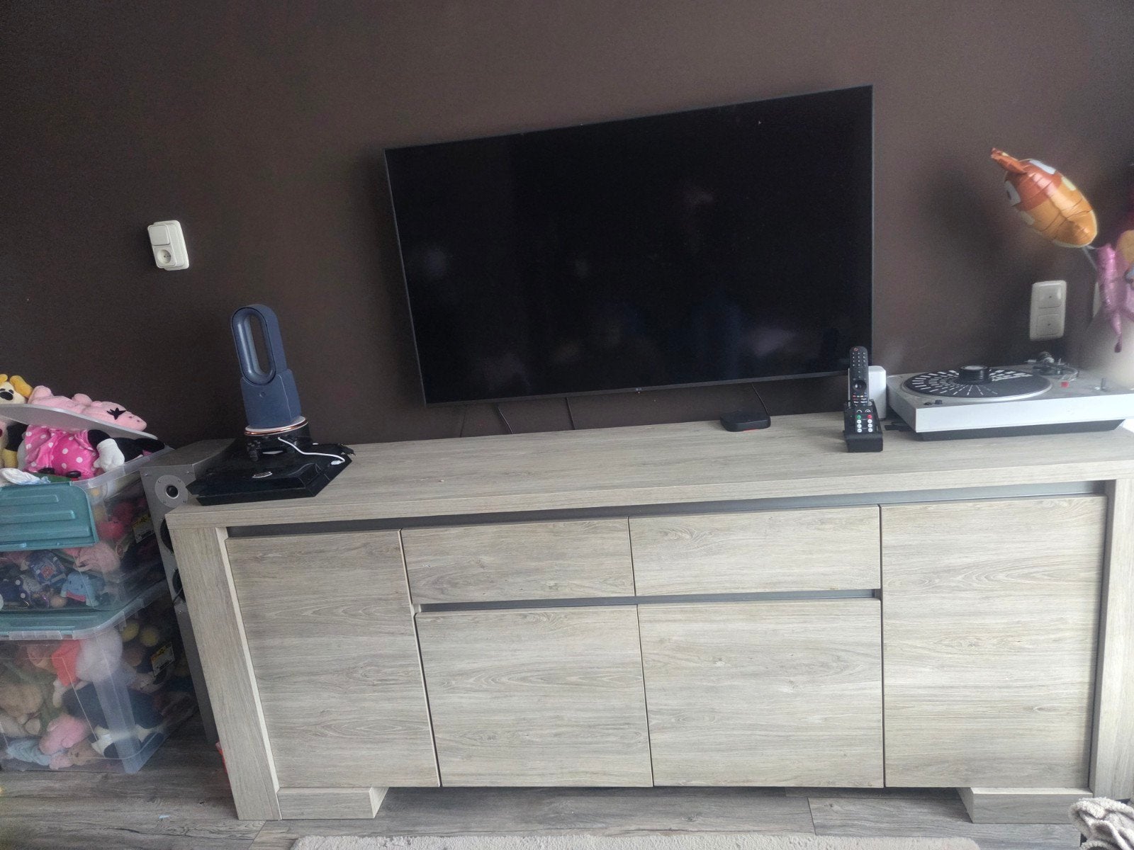 Buffetkast en Tomba dressoir set - Houtkleur met glas, Huis en Inrichting, Ophalen, Gebruikt, Met lade(s), Overige houtsoorten