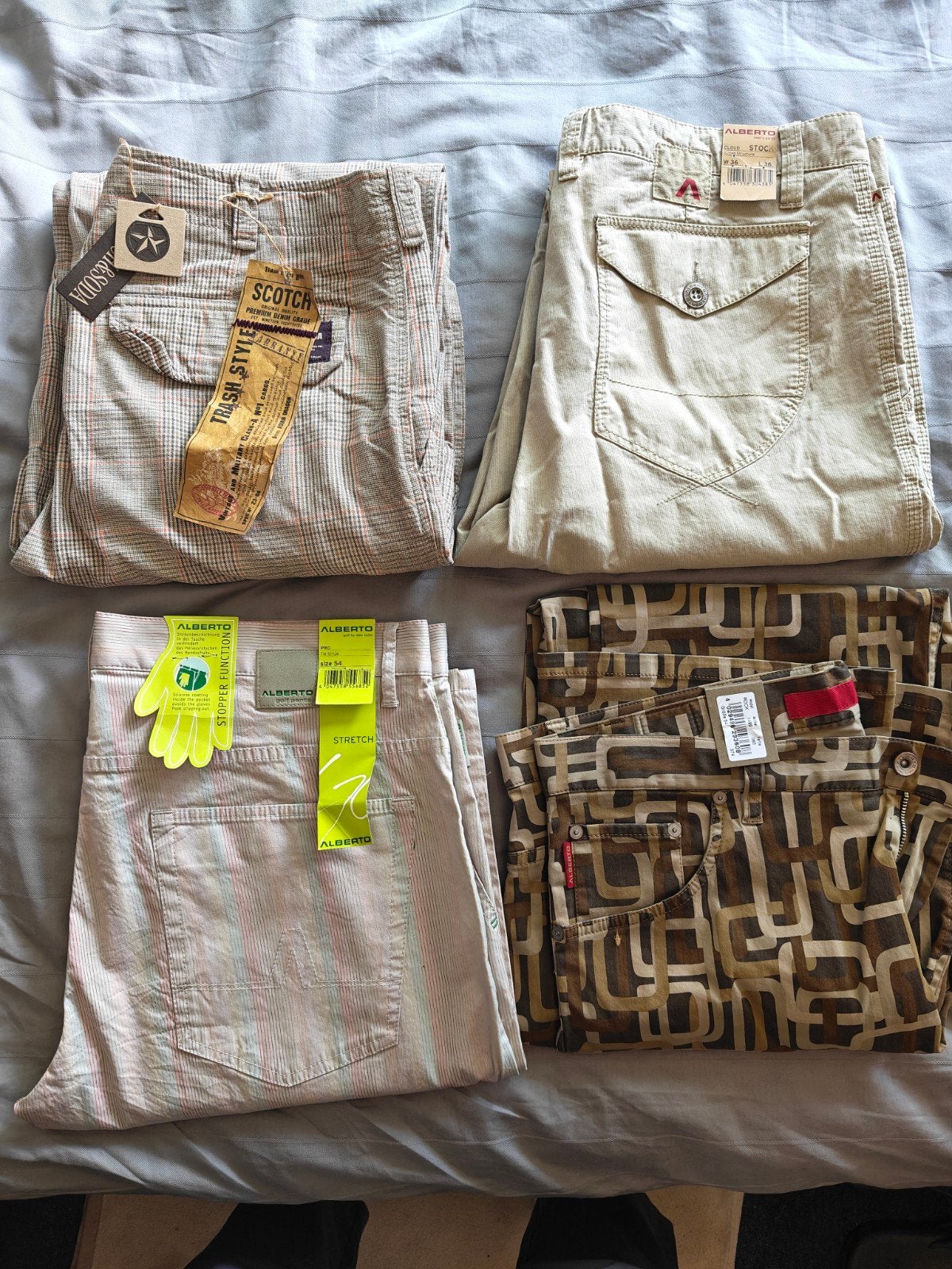 4 ongedragen herenbroeken van Alberto en Scotch & Soda, Ophalen of Verzenden, Nieuw, Maat 52/54 (L), Alberto