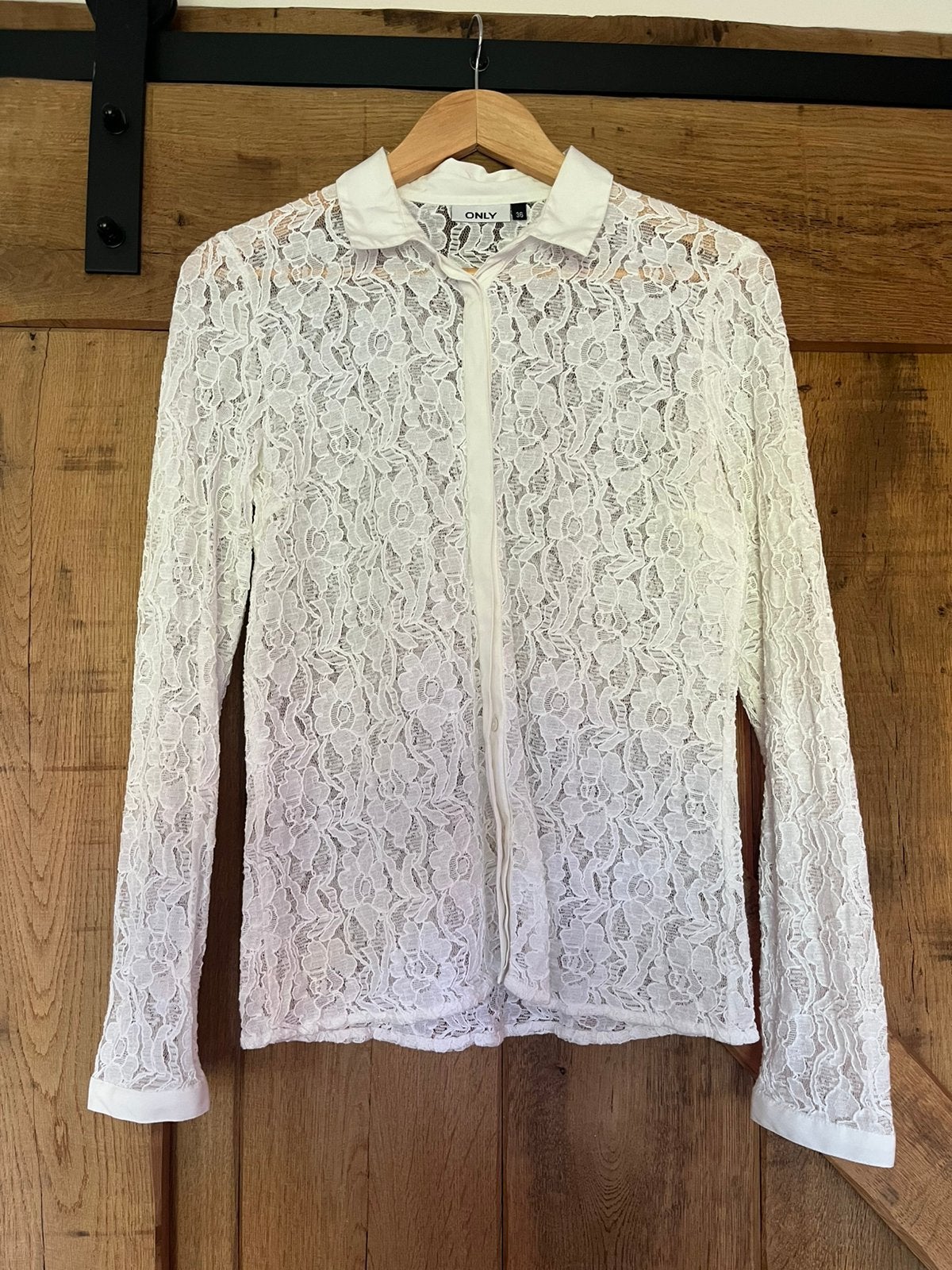 Witte kanten blouse Only maat 36, Ophalen of Verzenden, Gedragen, Maat 36 (S), Wit