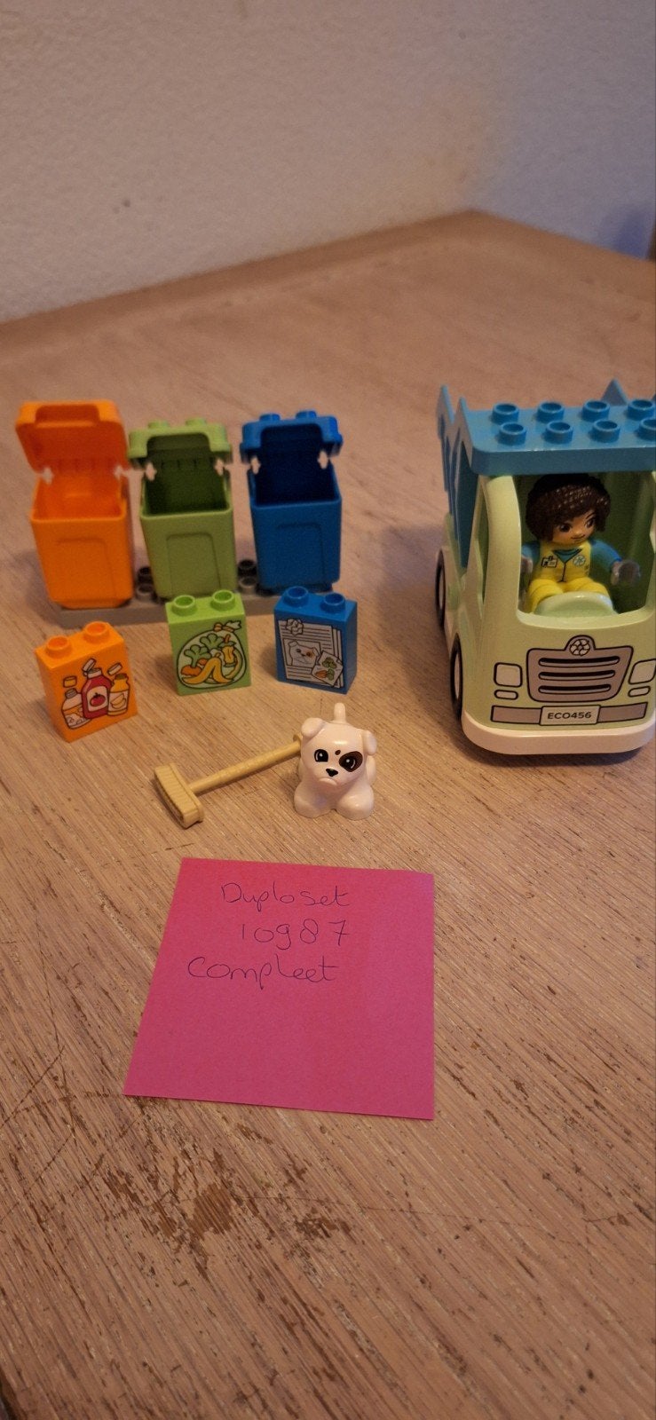 LEGO Duplo Vuilniswagen en Recycling (10987) - Compleet, Ophalen of Verzenden, Zo goed als nieuw, Compleet, Duplo