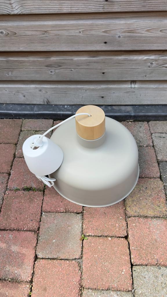 IKEA BUNKEFLO Pendant Lamp – White/Birch 36cm, Ophalen, Zo goed als nieuw, Minder dan 50 cm