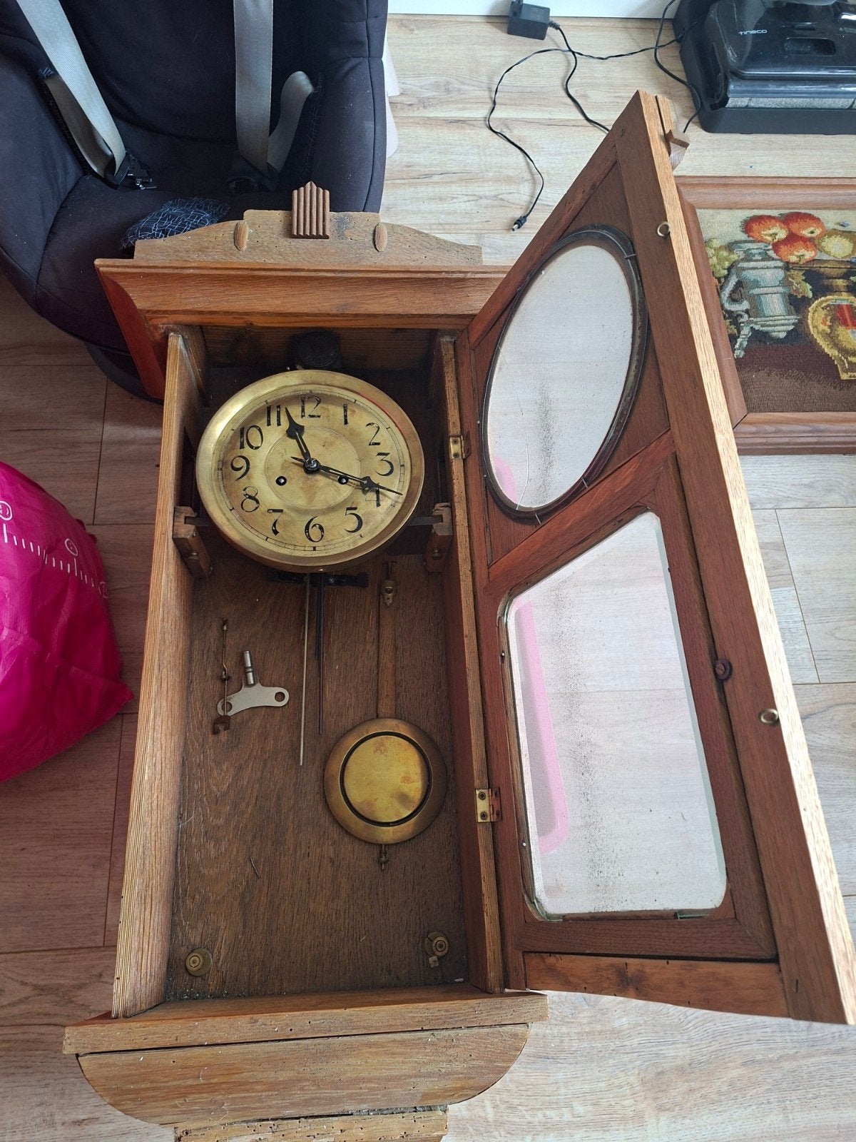Antieke wandklok met Westminster uurwerk, Ophalen of Verzenden