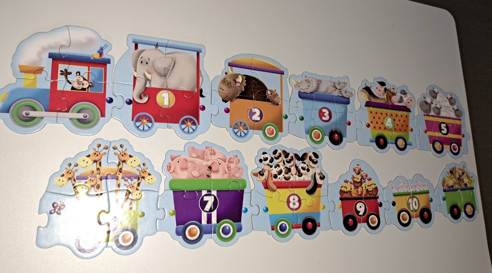 Puzzel - trein met dieren - GRATIS, Ophalen, 10 tot 50 stukjes, Zo goed als nieuw