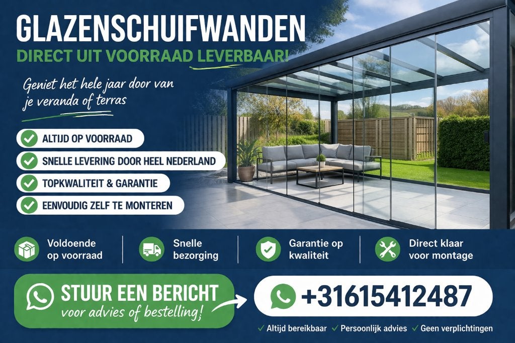 Glazenschuifwand 10 mm Veiligheidsglas, Ophalen of Verzenden, Nieuw
