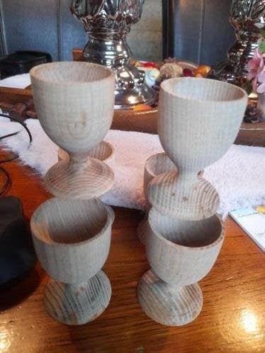 eierdopjes van hout, Ophalen of Verzenden, Zo goed als nieuw, Hout
