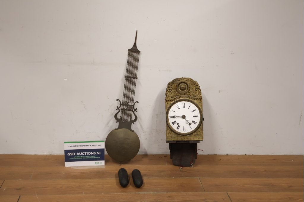 Antieke Franse comtoise wandklok met slinger, Ophalen of Verzenden