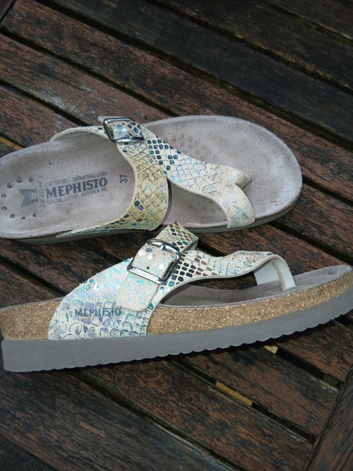 Mephisto echt leer! sandalen/slippers 37, Zo goed als nieuw, Overige kleuren, Mephisto, Sandalen of Muiltjes
