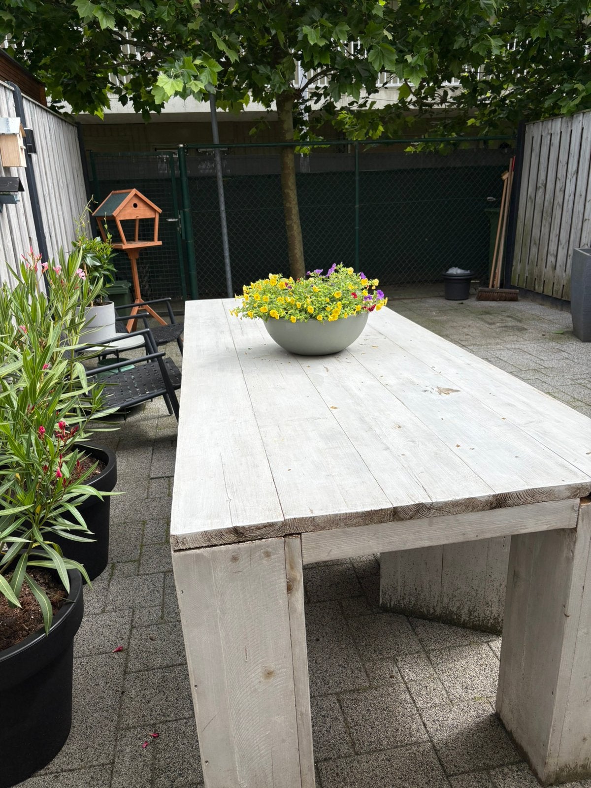 Steigerhouten tuintafel, Ophalen of Verzenden, Gebruikt, Rechthoekig, Hout