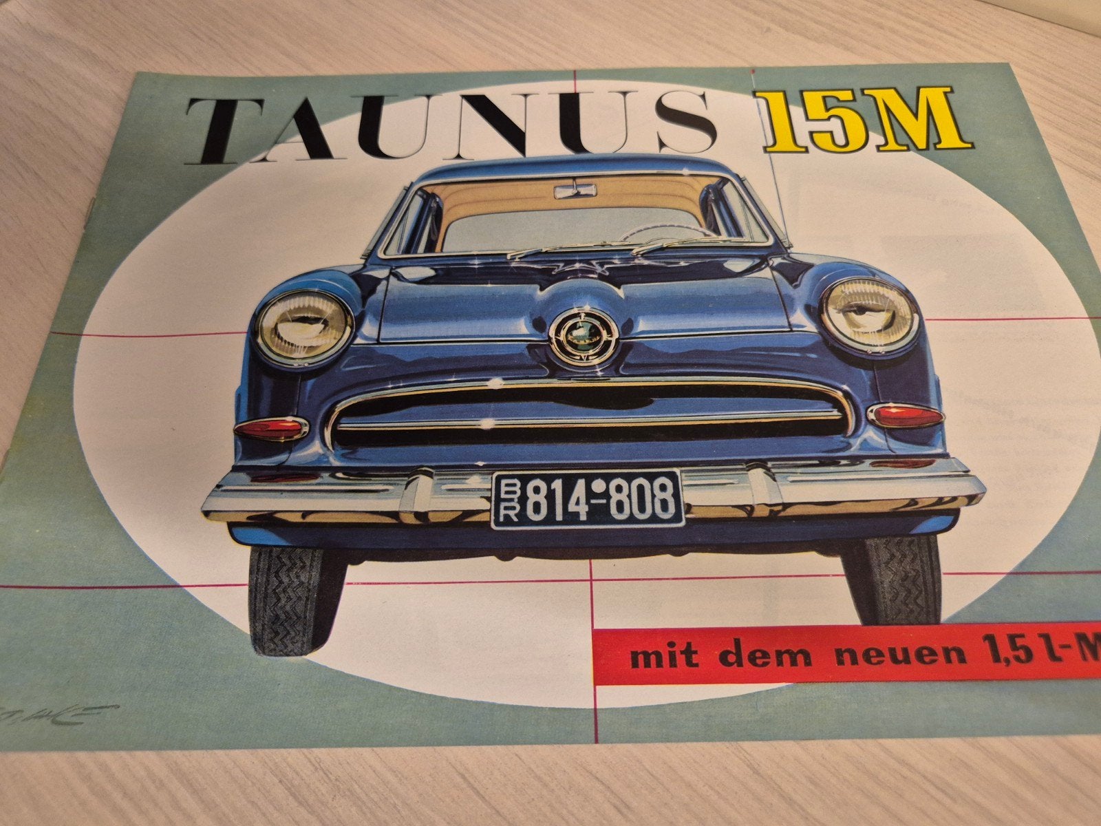 Jaren 50 Ford Taunus 15m getekende afbeeldingen folder izgst, Ophalen of Verzenden, Zo goed als nieuw, Ford