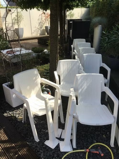 Witte tuinstoelen en - tafel Jardin, Tuin en Terras, Ophalen, Kunststof, Gebruikt, Tuinset