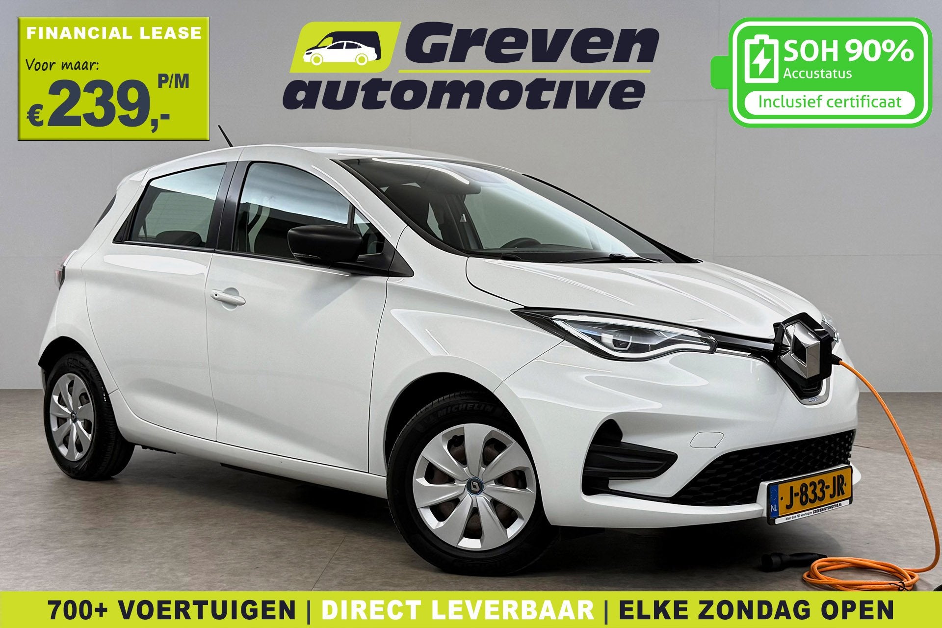Renault ZOE R110 52 kWh Koopaccu | Snelladen | SOH 90% | Vir, 392 km, Stof, Gebruikt, Wit