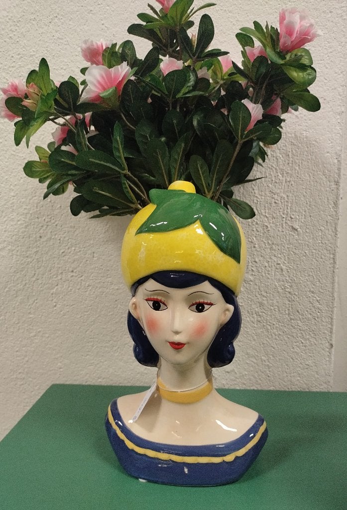 Aardewerk bloempot vaas vrouw citroen, -, Kwastje-over-Kastje, Nieuw, Ophalen of Verzenden