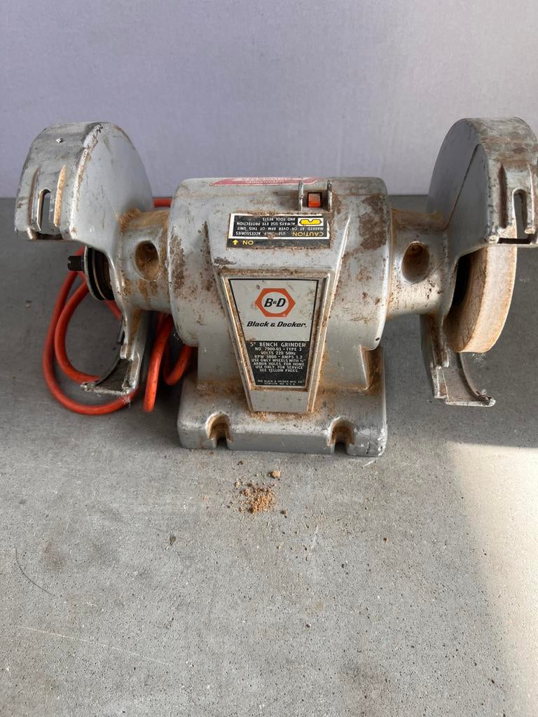Black & Decker bankslijpmachine 5” vintage, D, Ophalen of Verzenden, Zo goed als nieuw, Werkbankslijpmachine