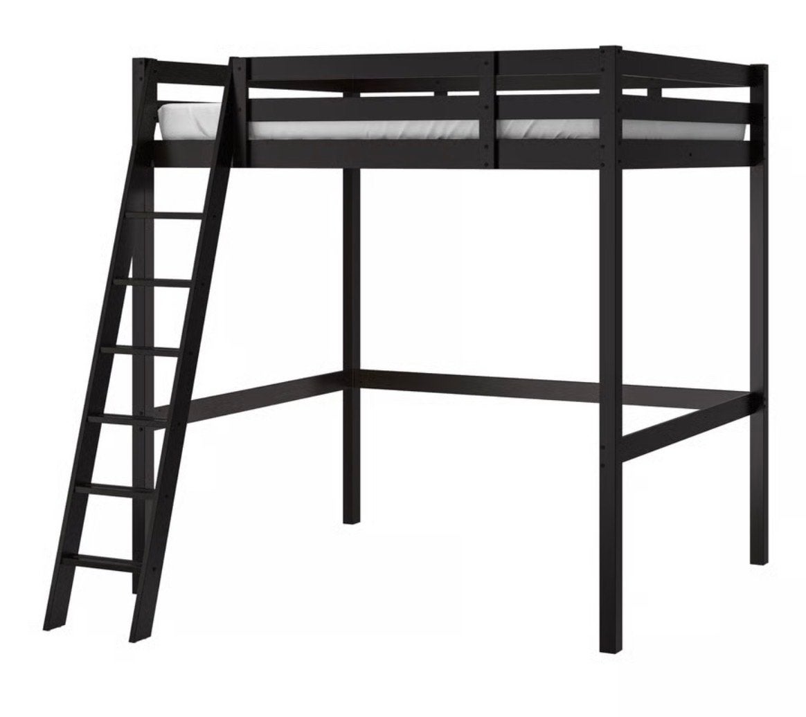 IKEA SMÅSTAD Hoogslaper Zwart - Ruimtebesparend & Modern, Ophalen, Gebruikt, Twijfelaar, 200 cm