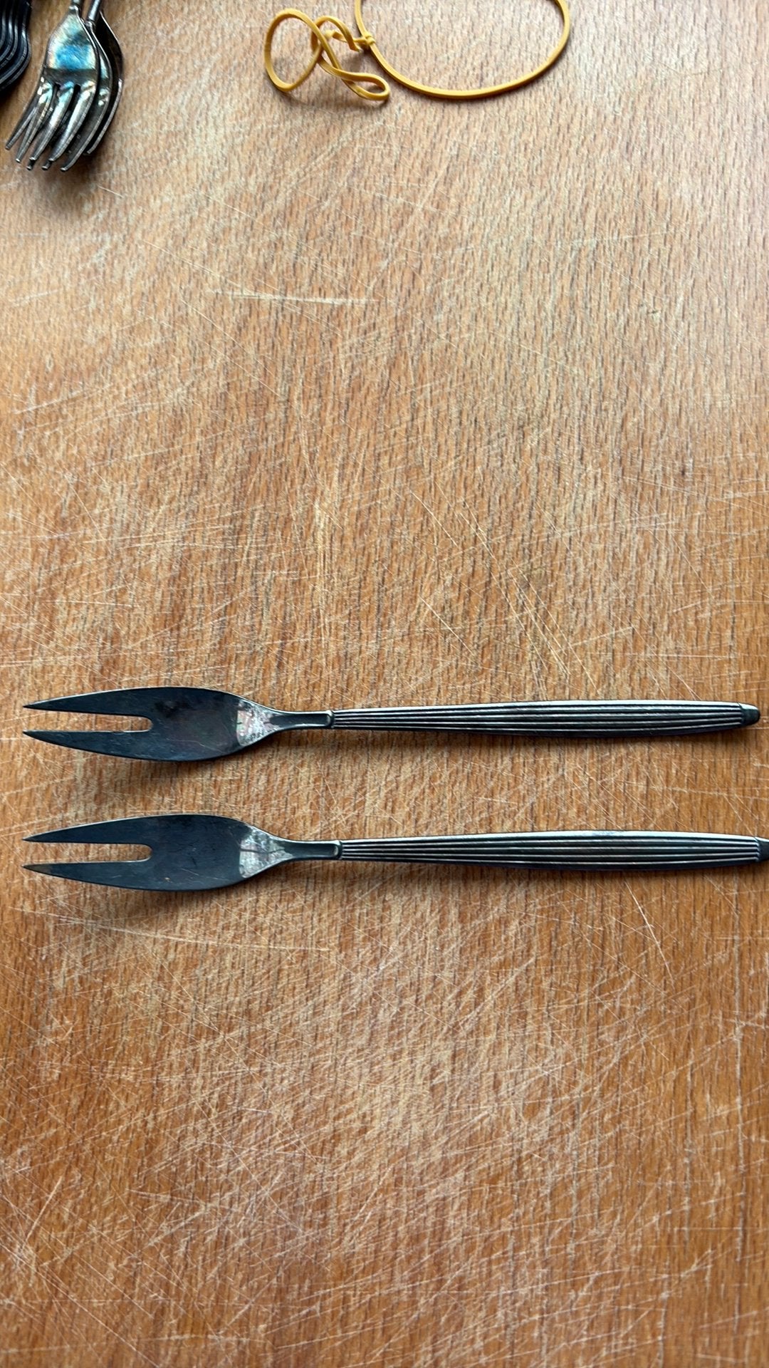 2 Gero zilvere vleesvorkjes, Gebruikt, Gero, Dessertvork, Los bestek
