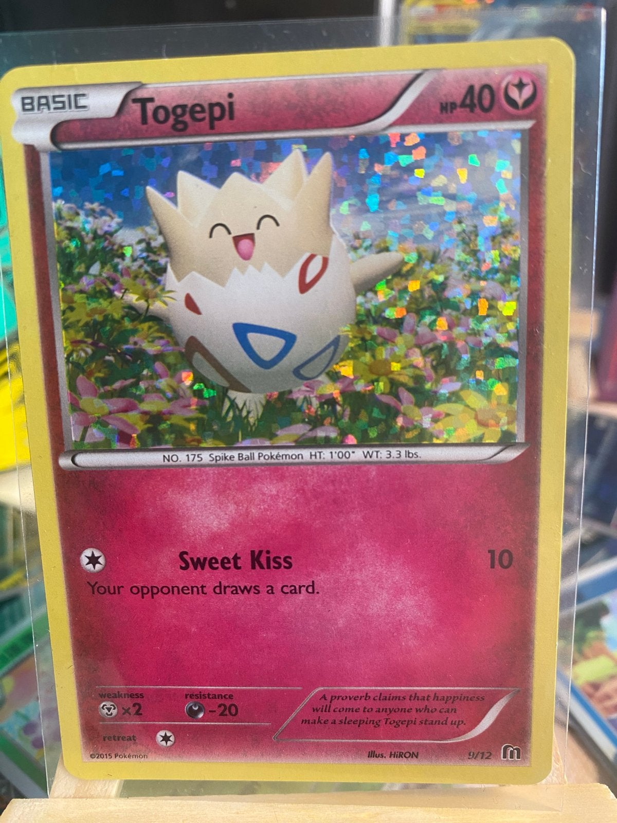 Togepi Pokémon Kaart - Foil (2015), Hobby en Vrije tijd, Verzamelkaartspellen | Pokémon, Zo goed als nieuw, Losse kaart, Foil