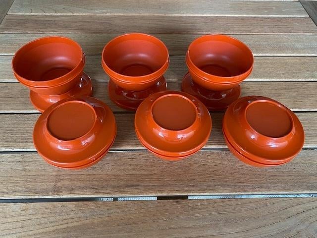 6 compote/dessert schaaltjes met deksel - retro - nieuw, Ophalen of Verzenden, Nieuw, Schaal