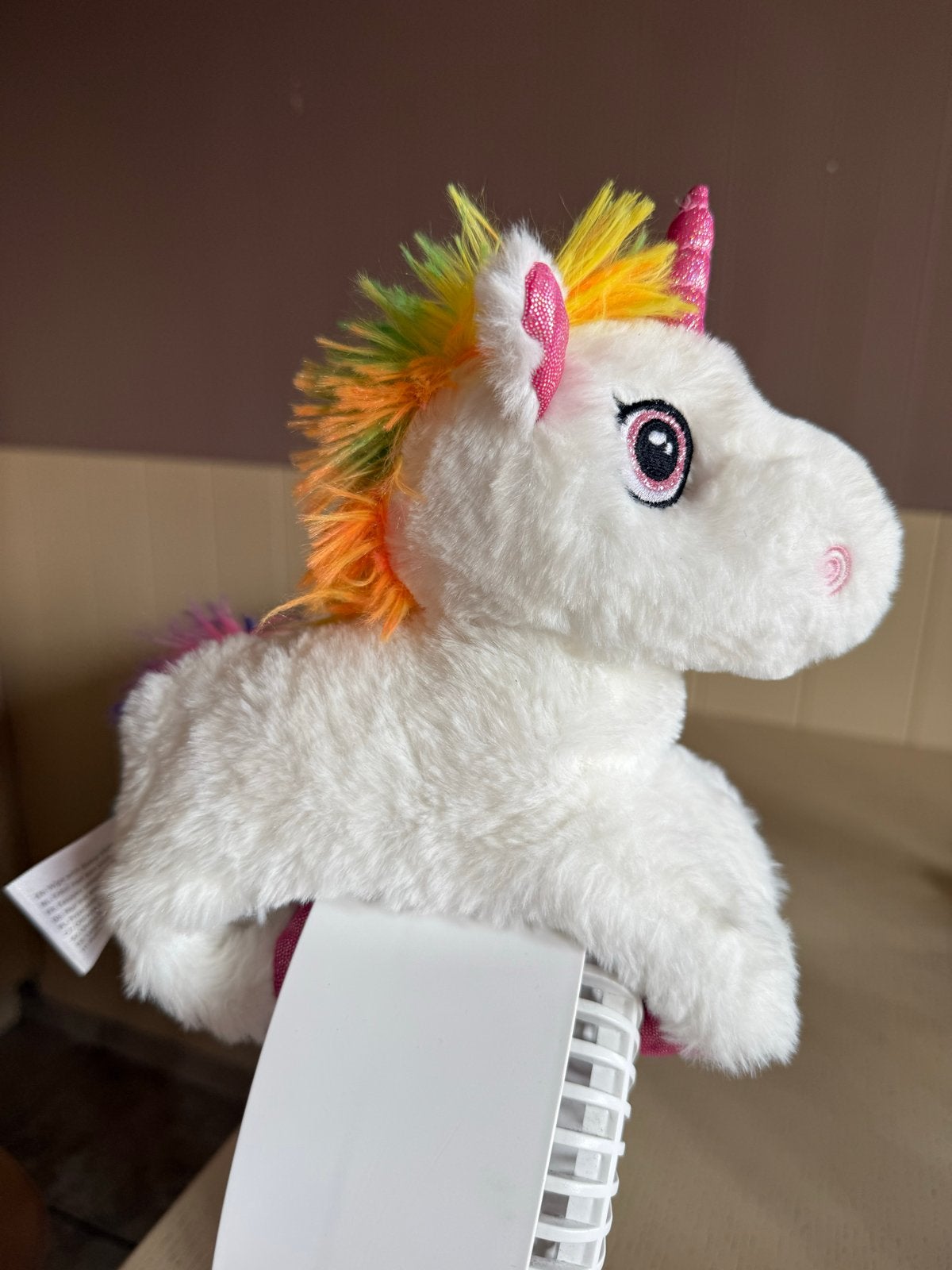 Leuke eenhoorn knuffel met regenboog manen en staart, Overige karakters, Ophalen of Verzenden, Middelgroot (20 tot 80 cm), Wit