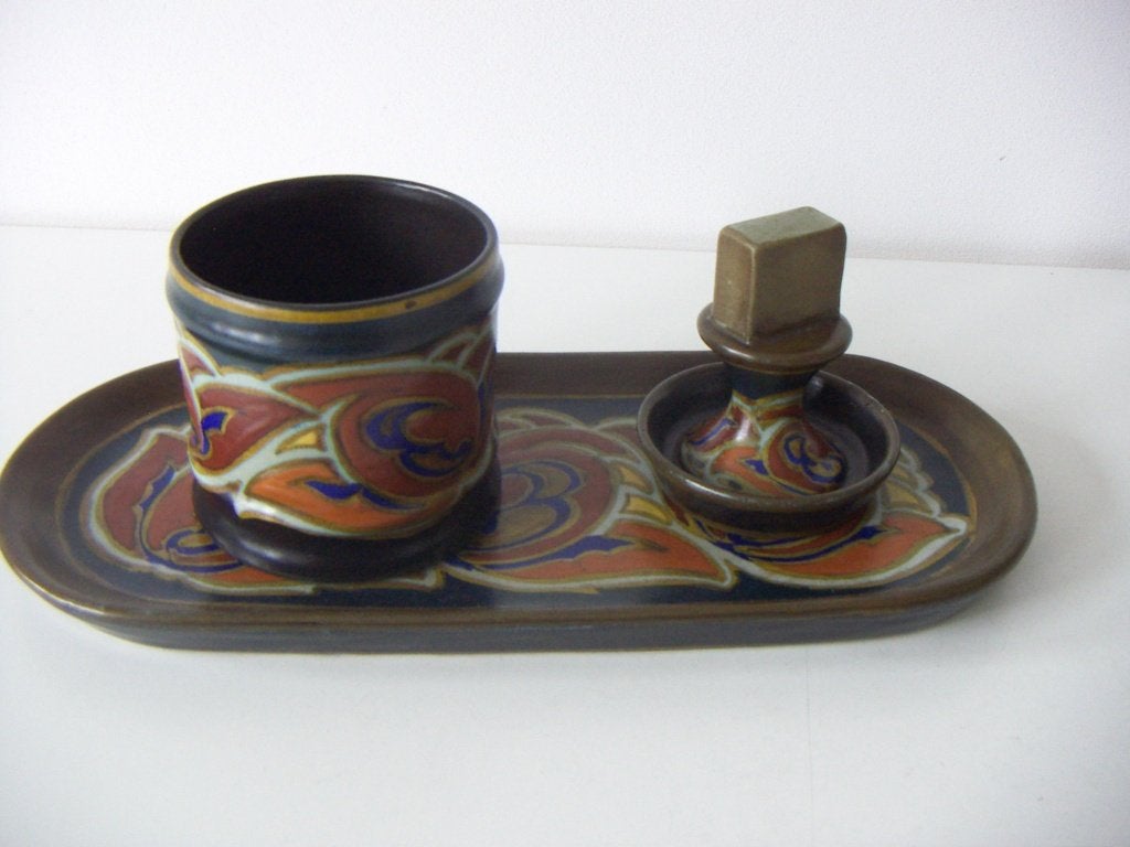 Zuid Holland Gouda plateel keramiek mini rookstel jr.1927., Antiek en Kunst, Ophalen of Verzenden