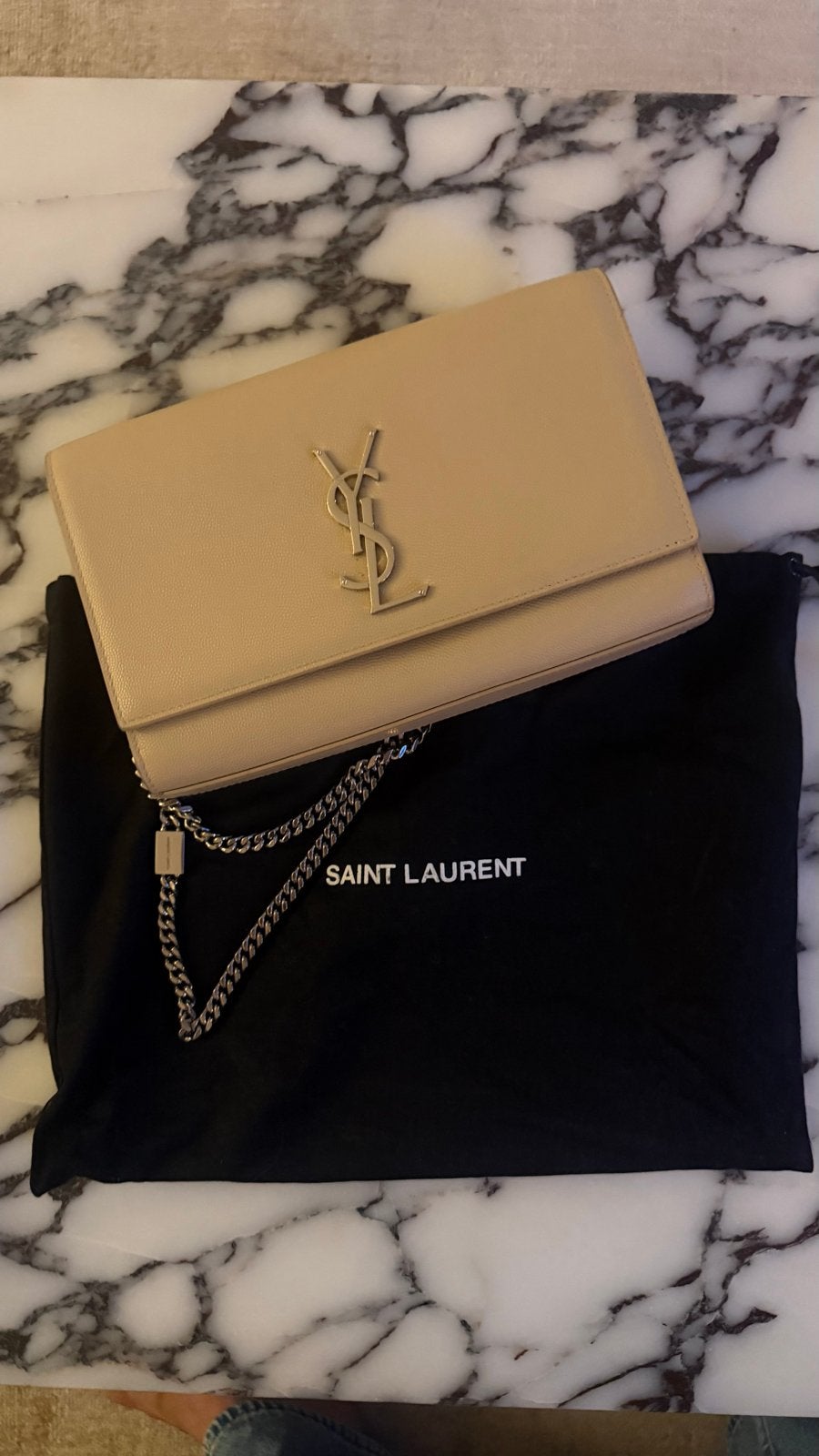 Saint Laurent Kate Beige, Ophalen of Verzenden, Zo goed als nieuw, Beige, Schoudertasje
