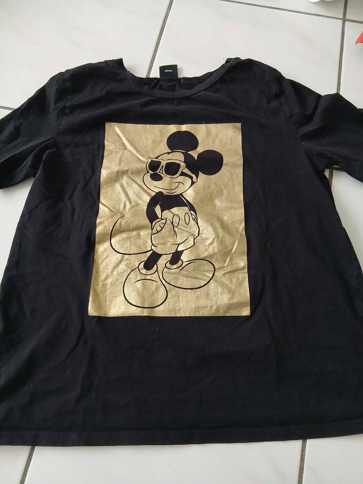 Zwarte Zara Disney Mickey Mouse T-shirt Maat M, Zwart, Korte mouw, Gedragen, Ophalen