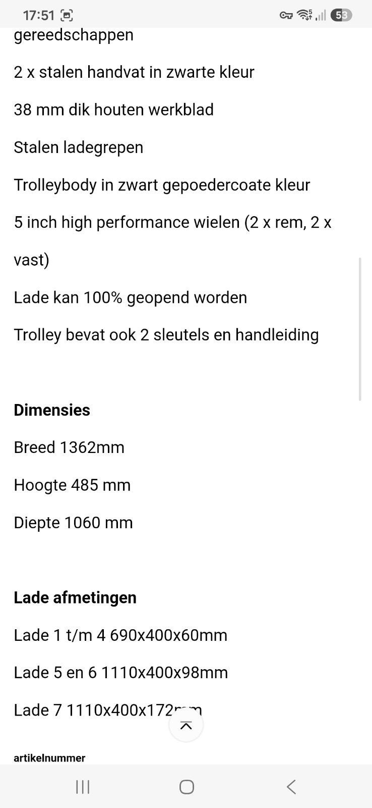 Jungwille Gereedschapswagen Hockenheim Black Edition - 272 d, Doe-het-zelf en Verbouw, Ophalen, Nieuw, Gereedschapsopslag, Overige merken