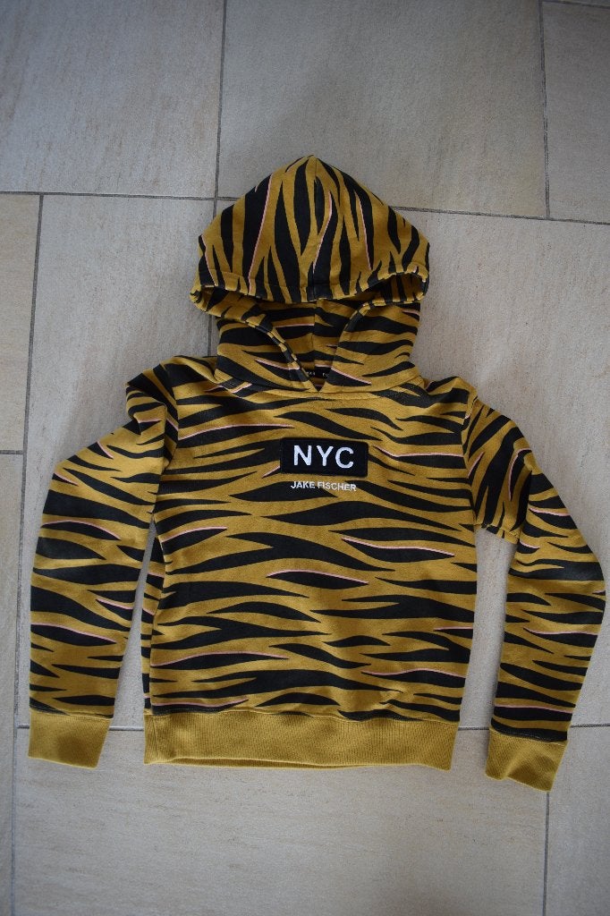 ZGAN okergele hoody Jake Fischer 140 146, Ophalen, Meisje, Trui of Vest, Zo goed als nieuw