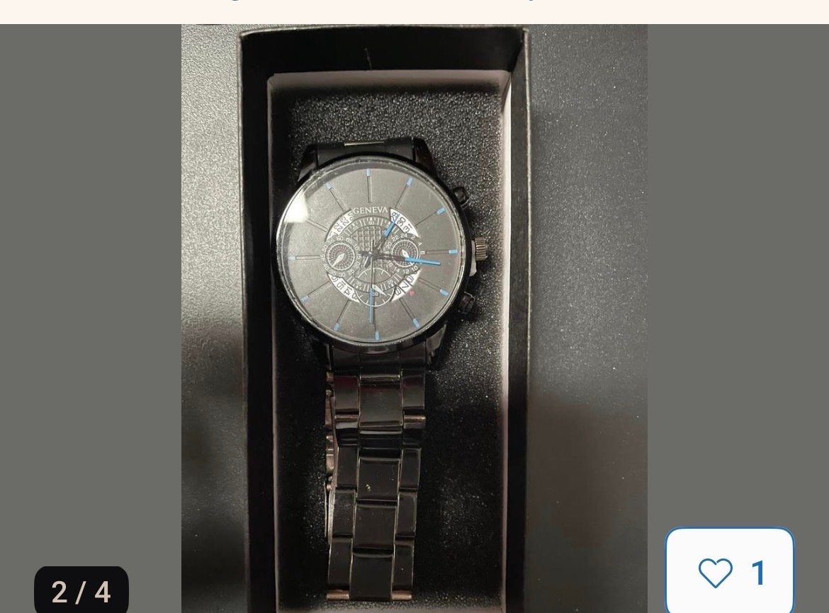 Stijlvol Zwart Herenhorloge - Geneva Merk, Overige merken, Staal, Polshorloge, Ophalen of Verzenden