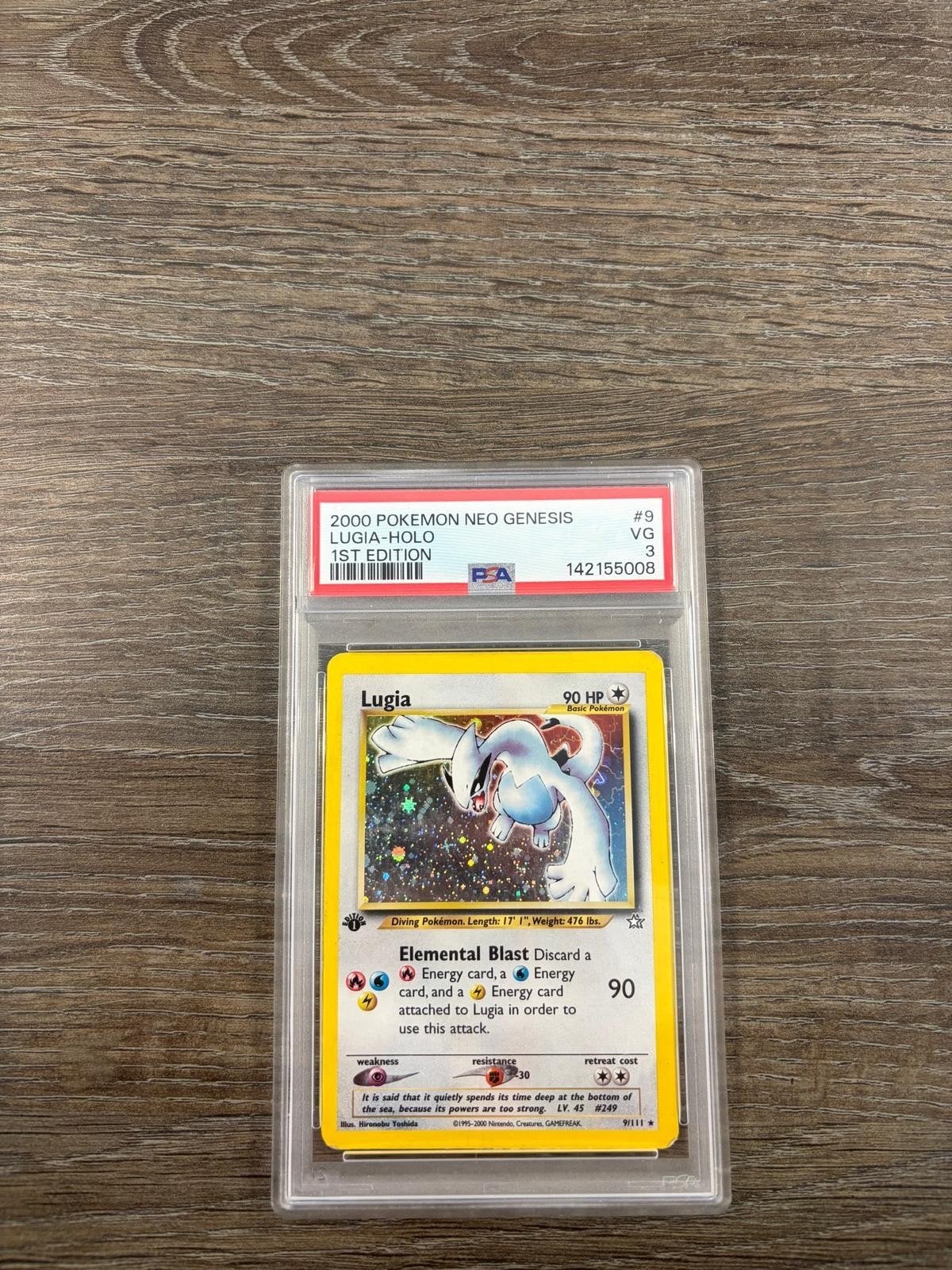 Lugia (NG 9) Neo Genesis 1st Edition PSA 3 Pokémon Kaart, Ophalen of Verzenden, Gebruikt, Losse kaart, Foil