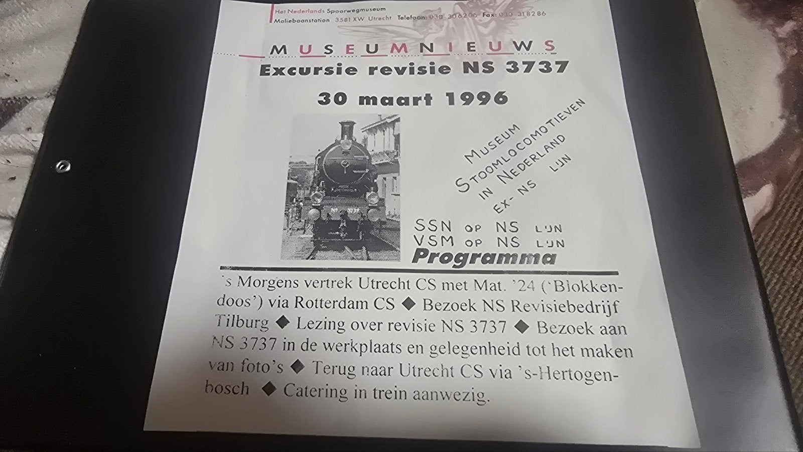 Museum Nieuws: Excursie Revisie NS 3737 (30 maart 1996), Ophalen of Verzenden