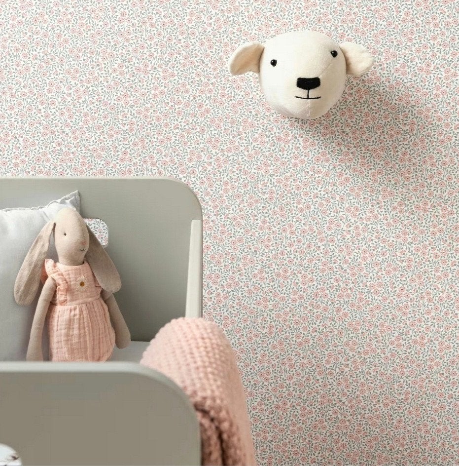 14003 Rasch mini-bloemetjesbehang in zachte tinten swiet, Ophalen of Verzenden, Minder dan 10 m², Wit