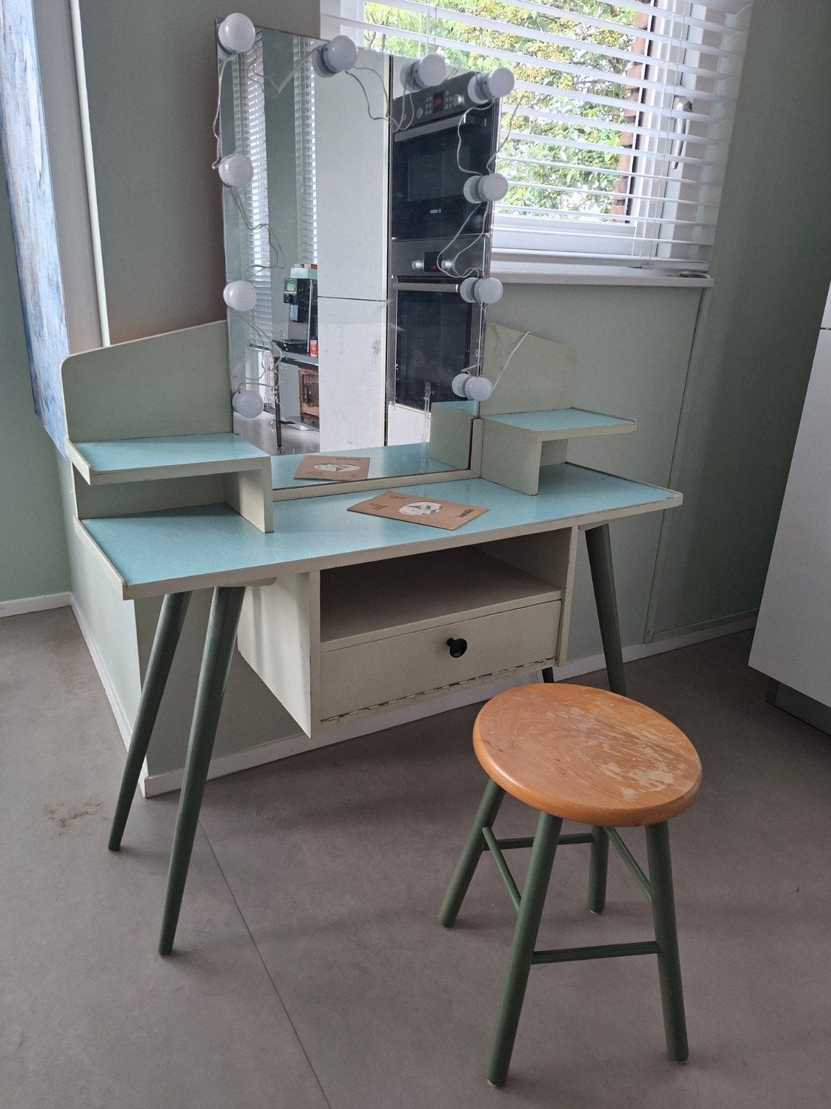 Vintage  Kaptafel, Ophalen, Gebruikt, Minder dan 100 cm, Hout