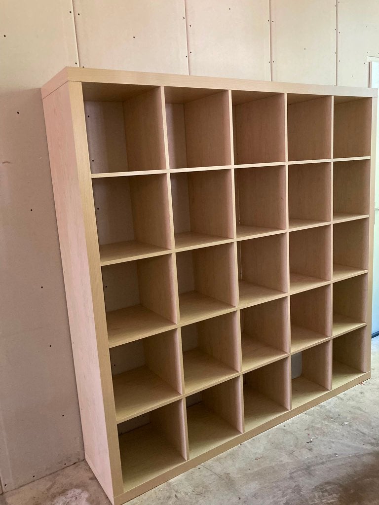 Ikea Expedit 5x5 vakkenkast in wit geglazuurd eikeneffect, Ophalen, Met plank(en), 150 tot 200 cm, 150 tot 200 cm