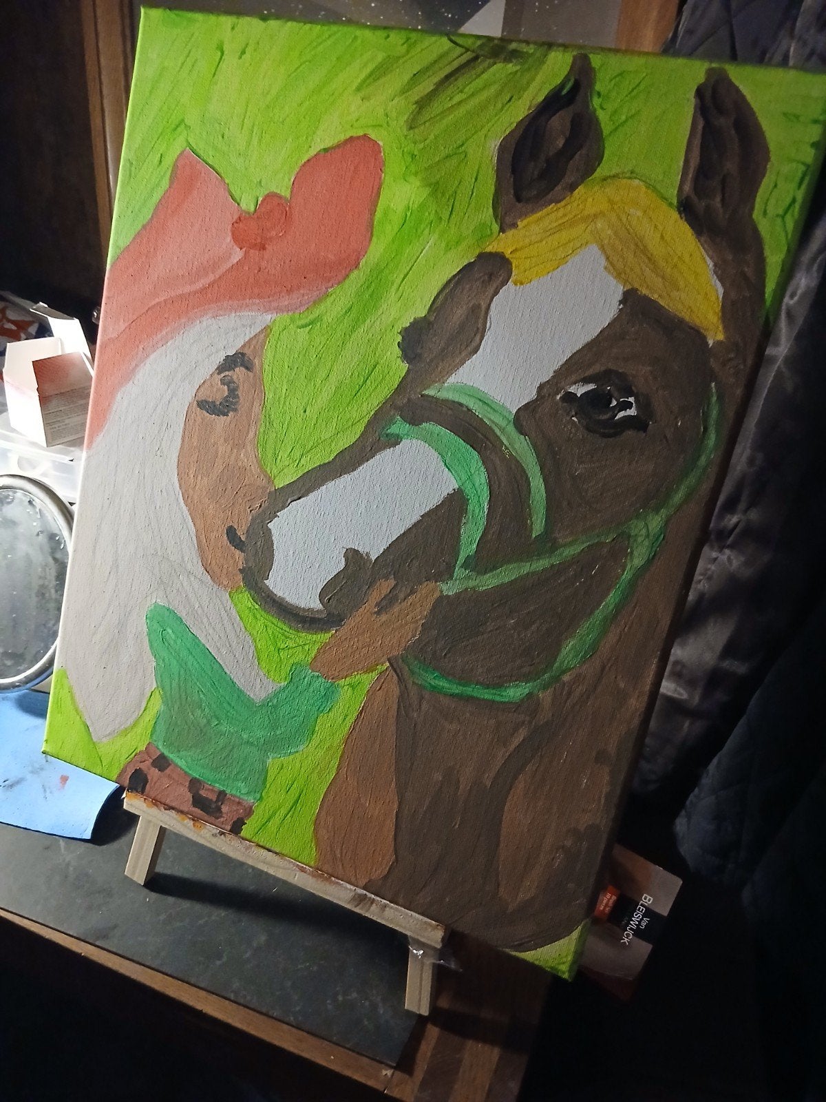 Handgeschilderd schilderij van paard - Vaste prijs, Antiek en Kunst, Ophalen of Verzenden