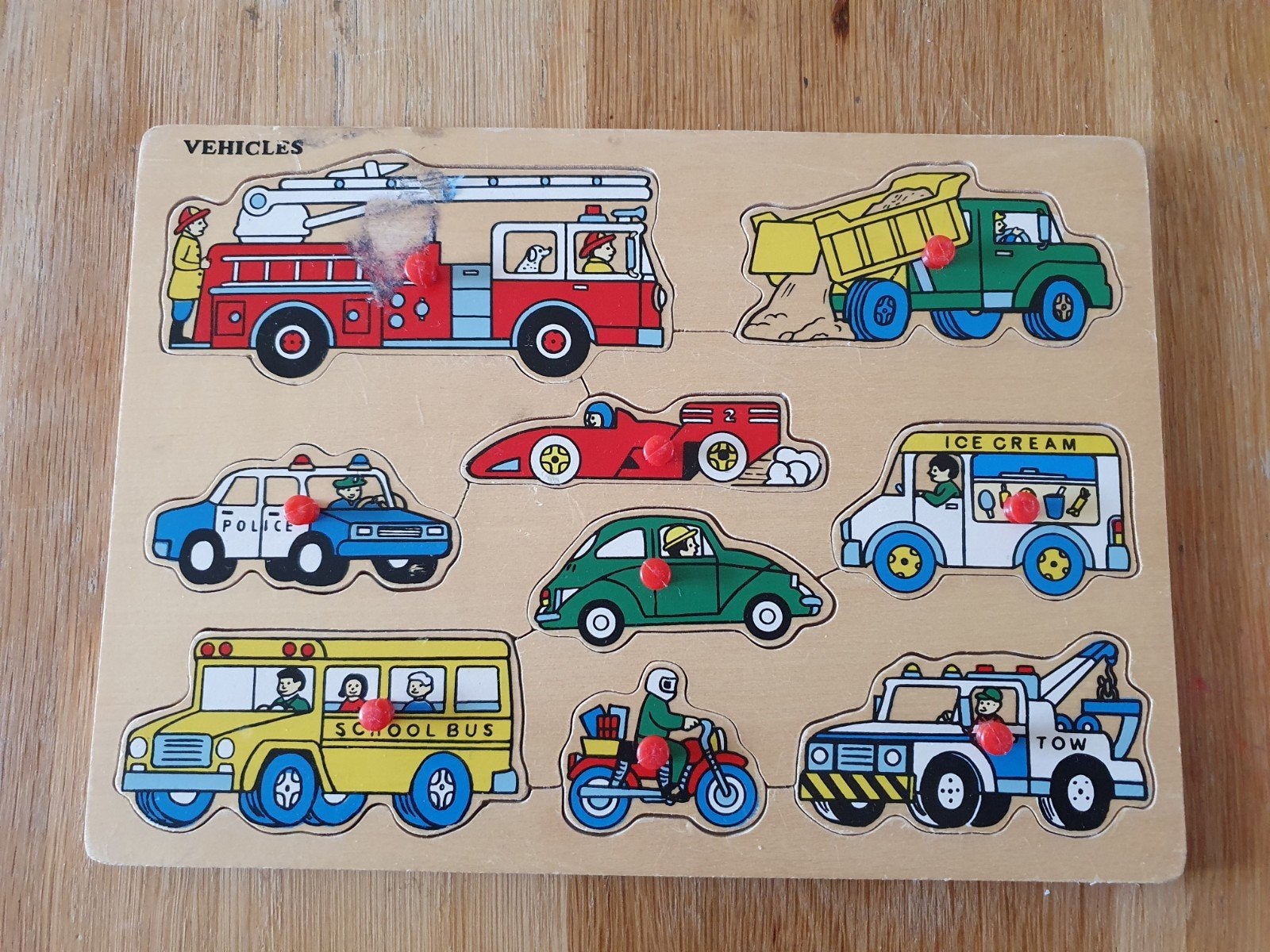 Houten voertuigen puzzel voor kinderen, 2 tot 4 jaar, Gebruikt, 10 tot 50 stukjes, Ophalen of Verzenden