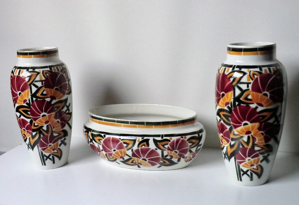 ART DÉCO VAZEN MET JARDINIÈRE, Ophalen of Verzenden