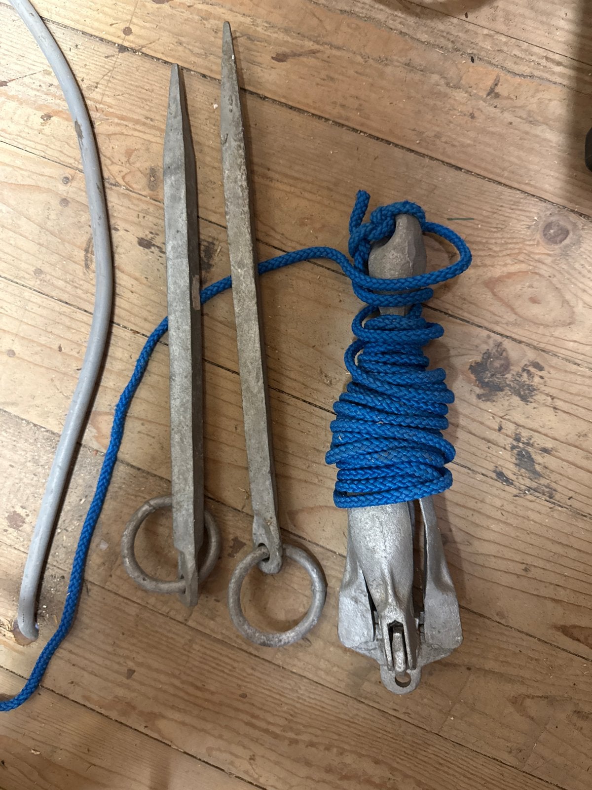 Ankers en pikhaak en zwemtrap set voor boot, Ophalen of Verzenden, Gebruikt, Overige typen