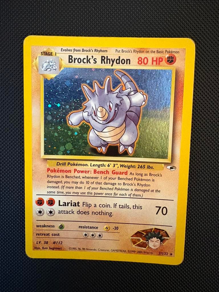 Brock’s Rhydon holo 2/132 pokemon gym heroes set, Ophalen of Verzenden, Zo goed als nieuw